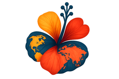 Hibiscus and world, full (PNG)